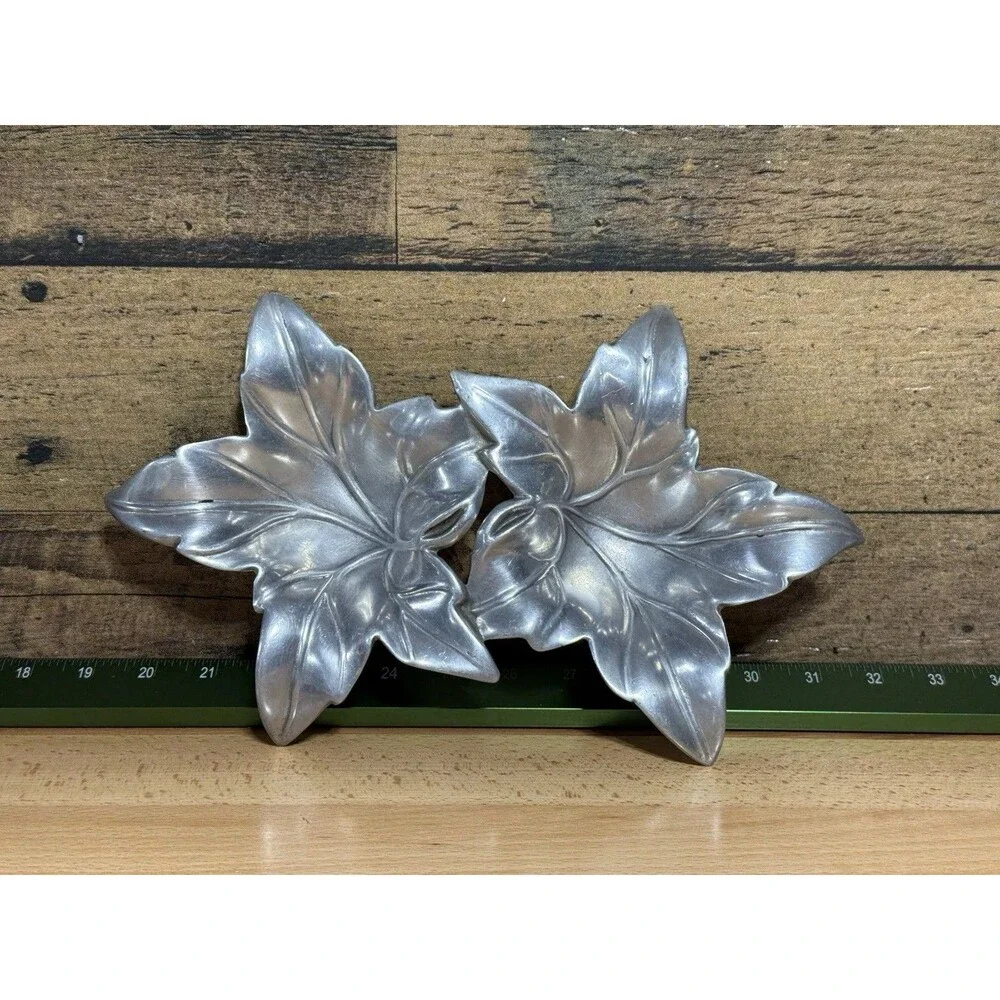 🔥 RARE Vtg Bruce Fox Designs Pewter Signed Double Leaves 12”x7”
